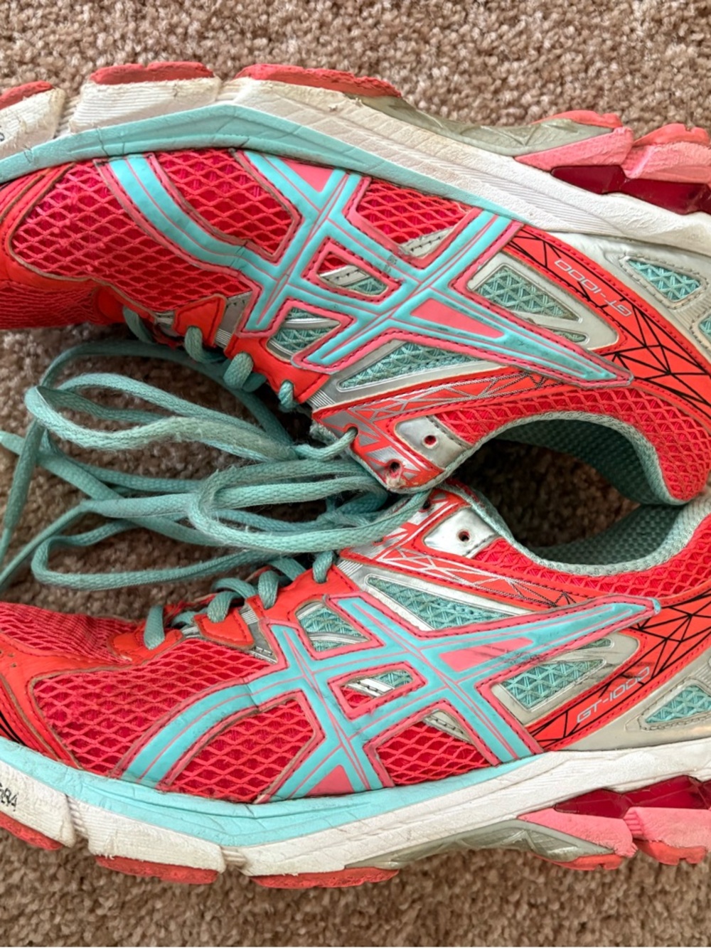 ASICS Running Shoes - Coral Outsoles with Teal Laces 7.5